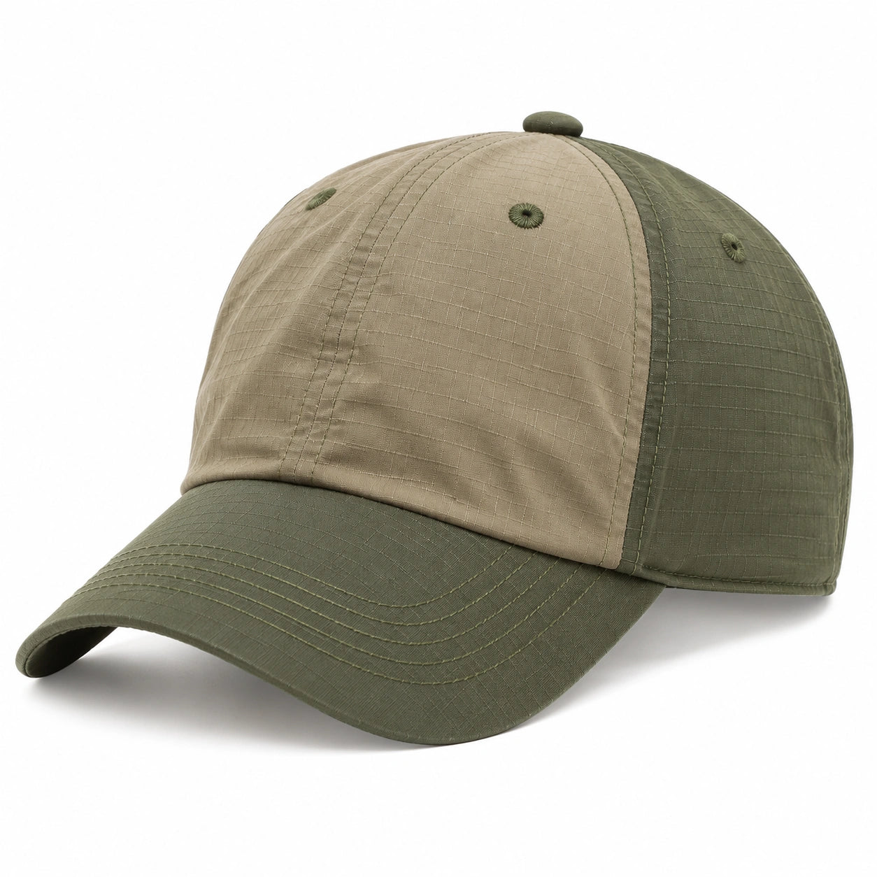 Basecap Einheitsgröße Oliv Khaki Ripstop-Gewebe mit gebogenem Schirm