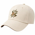 Baseballkappe Einheitsgröße aus Baumwolltwill in Beige mit Pflanzenstickerei