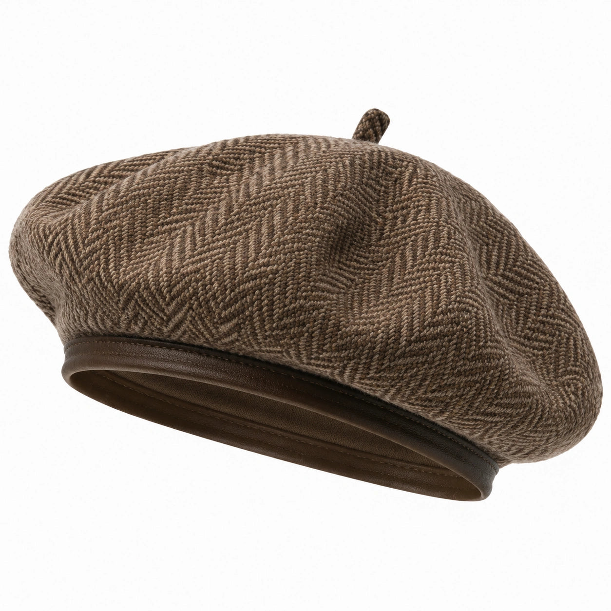 Baskenmütze Einheitsgröße Braun gemustertes Textil klassischer Stil