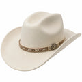 Cowboyhut Einheitsgröße in Creme mit Filzoptik und geflochtenem Zierband