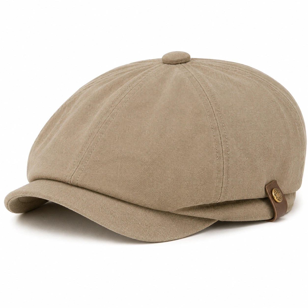 Ballonmütze Einheitsgröße Beige Textil in Veloursoptik mit Schirm verstellbar
