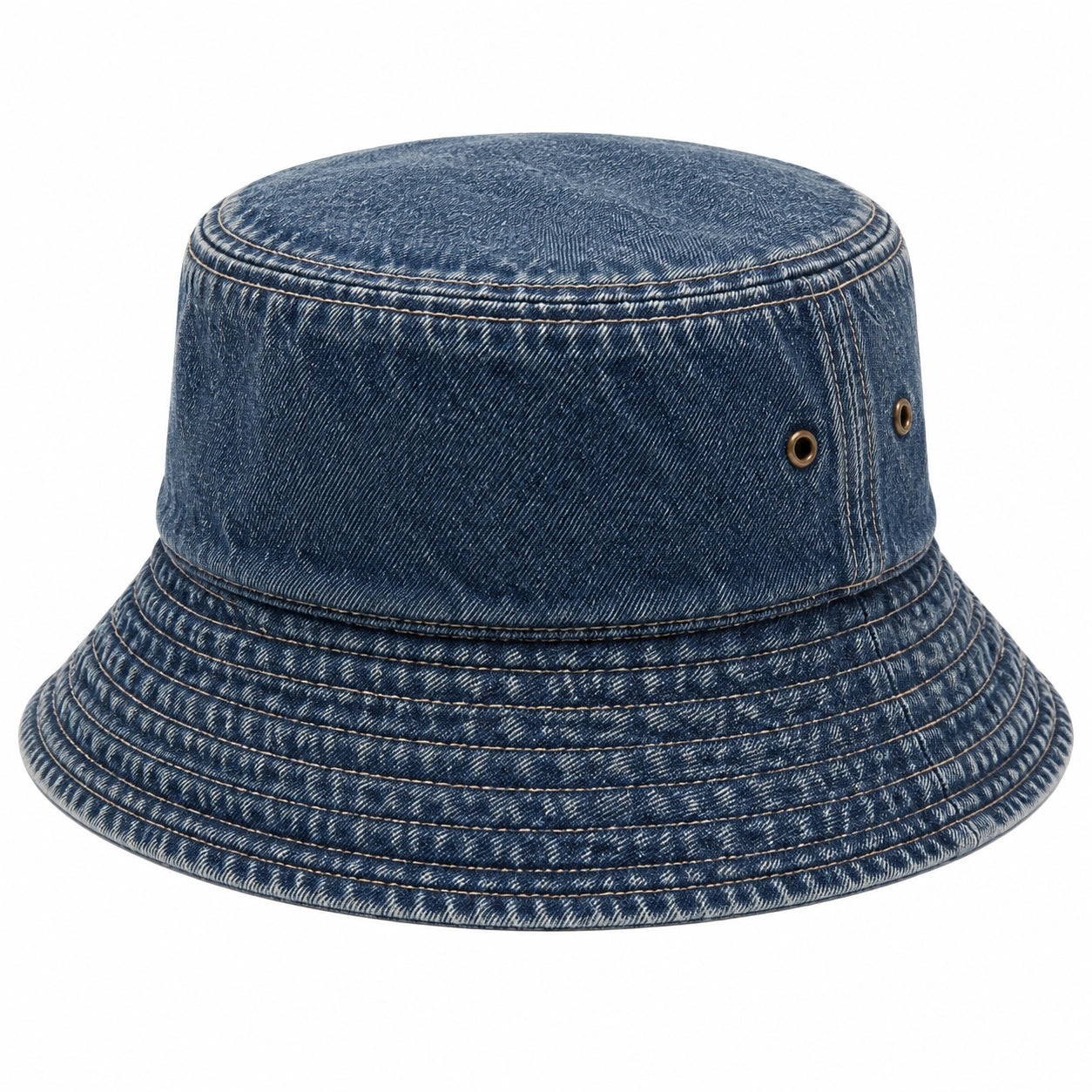 Bucket Hat Einheitsgröße aus blauem Denim mit Krempe für Damen und Herren