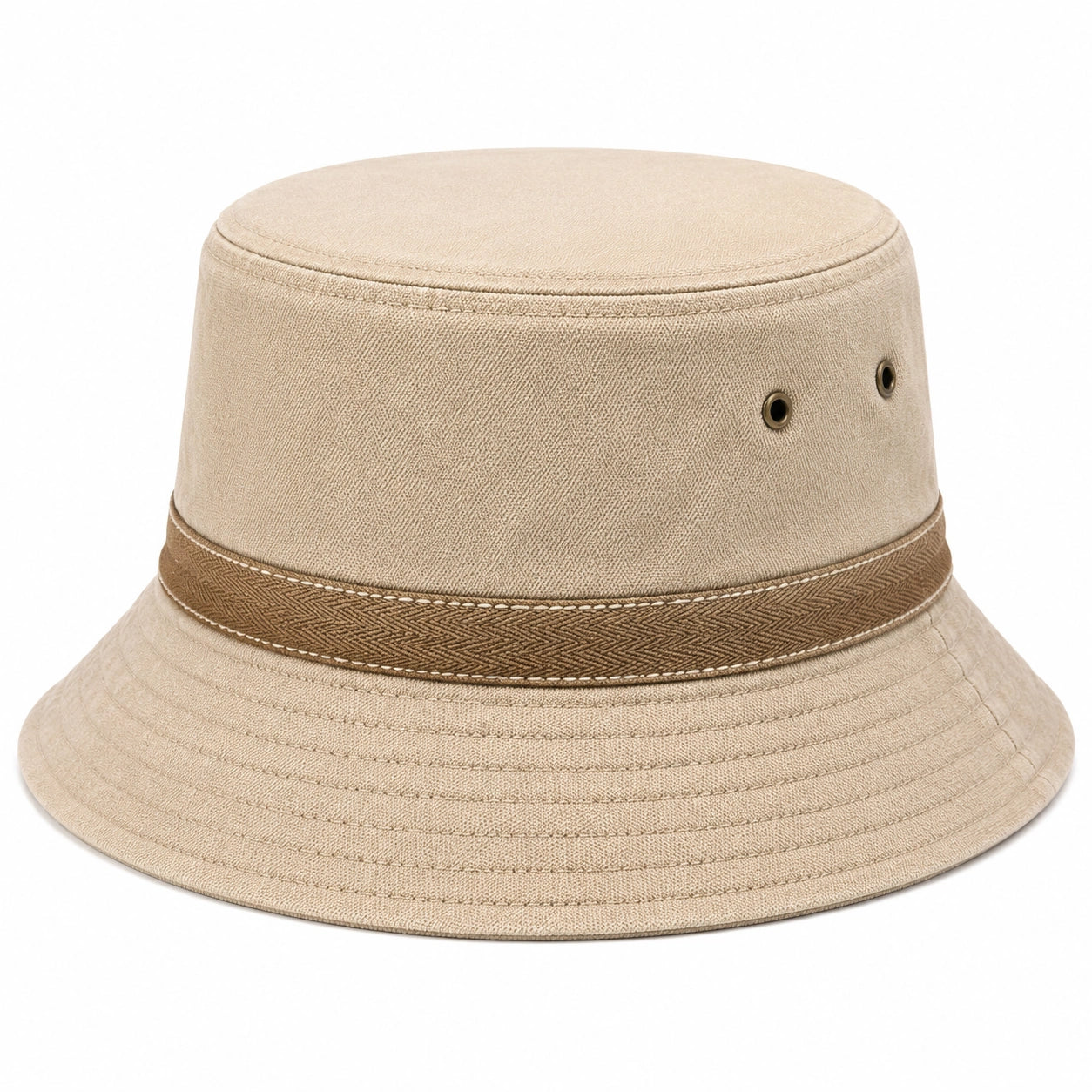 Anglerhut Einheitsgröße aus gewebtem Textil in Beige mit breiter Krempe