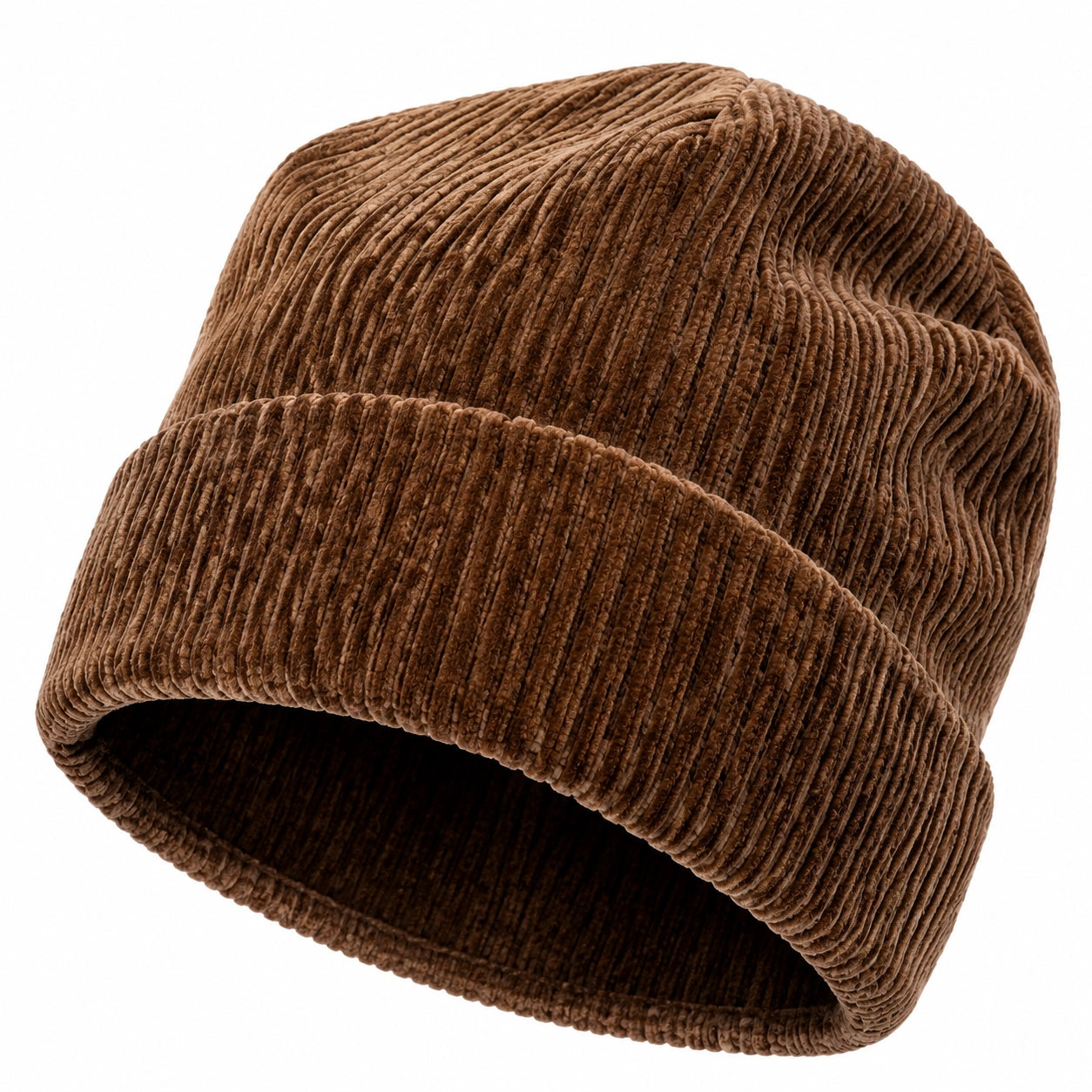 Beanie Mütze Einheitsgröße Braun mit Cordstruktur für den Alltag
