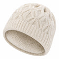 Strickmütze Einheitsgröße Creme mit Plüschfutter für kalte Tage