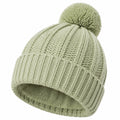 Strickmütze Einheitsgröße Hellgrün mit Bommel und Fleecefutter